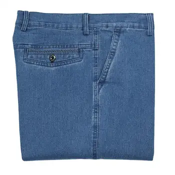 Мужские осенние джинсы Colorfast Denim, мужские джинсы с высокой талией, широкие брюки в деловом стиле с эластичной посадкой на пуговице-молнии