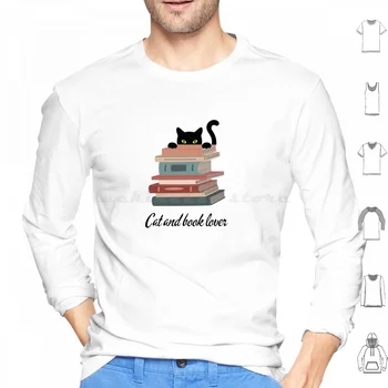 Толстовка для любителей кошек и книг из хлопка с длинным рукавом Bookworm Bookaddict Для книжных червей Коллекционирование книг Чтение книг Книжный дизайн