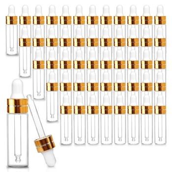 50 Упаковок прозрачных стеклянных флаконов-капельниц, мини-флаконов-капельниц для образцов эфирных масел, Парфюмерно-косметической жидкости
