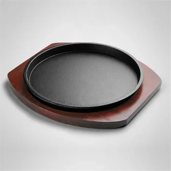 Круглая бытовая железная тарелка корейская сковорода для барбекю тарелка для жареного стейка чугунная с антипригарным покрытием