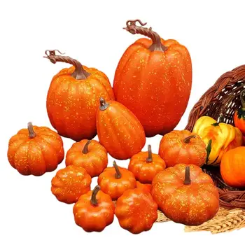 12шт Осенние украшения из тыквы на Хэллоуин, набор украшений из оранжевой тыквы в деревенском стиле, осенние Поддельные Овощи, Фермерский венок для сбора урожая