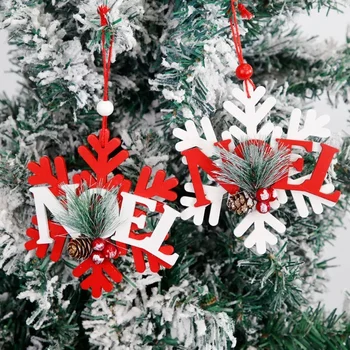 Новые рождественские украшения Рождественские деревянные подвесные украшения в виде снежинок Оформление праздничной атмосферы Декоративные подвески