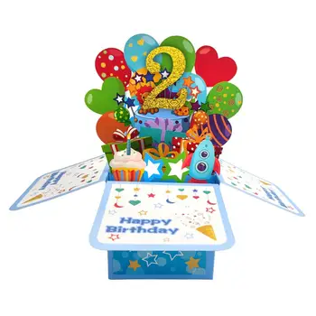 Складная поздравительная открытка с днем рождения, 3D поздравительная открытка с днем рождения для маленькой дочери и сына, складной трехмерный дизайн, забавный подарок для счастливых