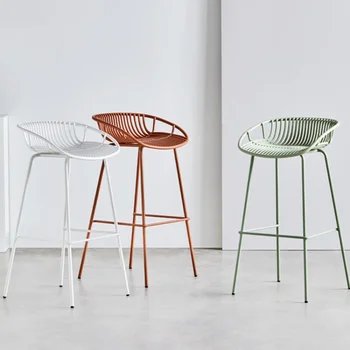 Высокие кухонные барные стулья, стойка регистрации, металлический дизайн, минималистский стул для завтрака, современная барная мебель