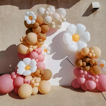 115 шт. Набор гирлянд из воздушных шаров с ромашками и цветочными воздушными шарами для свадьбы, дня рождения, вечеринки в честь дня рождения, вечеринки в честь дня рождения