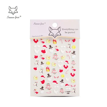 1 шт. Милая Мультяшная Розовая наклейка для ногтей Санта-Клауса, 3D Рождественская наклейка с животными, Зимняя Снежинка, Слайдер для маникюра, украшение для маникюра