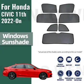 Для Honda CIVIC XI 11th Седан 2022 2023 2024 Магнитный Автомобильный Солнцезащитный Козырек Козырек Переднего Заднего Лобового Стекла Шторка Боковое Окно Солнцезащитный Козырек