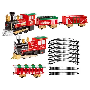 Рождественский поезд, детские игрушки, музыка, огни, игрушки для поездов, собранный своими руками Рождественский поезд, набор сцен на день рождения, рождественские подарки