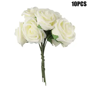 10 шт. / букет Красивых искусственных роз Свадебный букет Невесты Рим