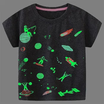 Little maven Новые блузки, топы, детская одежда, светящаяся Вселенная, космическая детская одежда, летние футболки с короткими рукавами для маленьких мальчиков