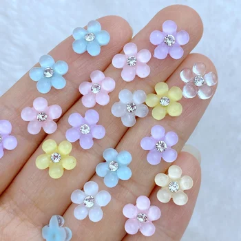 30шт 3D-Подвески Kawaii, Блестящий Бриллиантовый Цветок, Украшения для ногтей, Маникюр, Аксессуары для Украшения ногтей