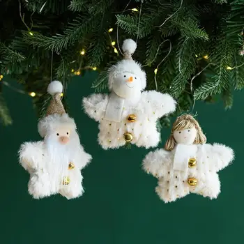 Рождественские Креативные Украшения для белых плюшевых кукол, Милые Пентаграммы, куклы-колокольчики, куклы-куклы, Игрушки, Декоративные украшения, Подвесные подарки для отправки