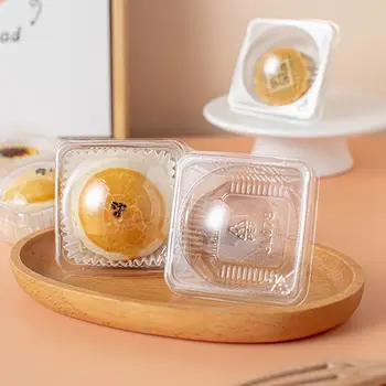 Коробка для упаковки хрустящего яичного желтка с круглой крышкой, Одинарная круглая прозрачная пластиковая коробка для выпечки торта 