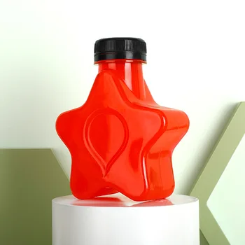 10шт Прозрачная пластиковая бутылка объемом 250 мл Креативный контейнер в виде пятиконечной звезды для конфет, сока, напитков, банка для рождественского декора вечеринки