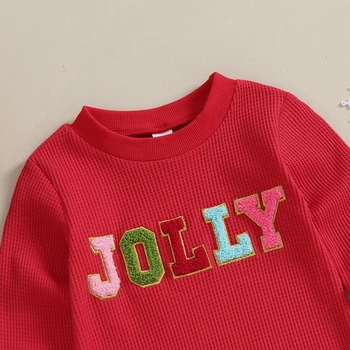 Толстовка для маленьких мальчиков и девочек, комбинезон, свитер с вышивкой, комбинезон с длинным рукавом, боди, рождественский наряд для новорожденных