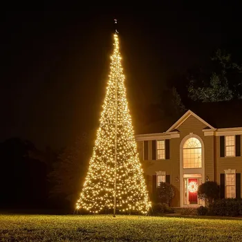 Сказочный колокольчик - Рождественская елка со светодиодной подсветкой на флагштоке - Уличные рождественские украшения - Теплый белый - Елка на 2000 светодиодов - 20 футов - Подходит