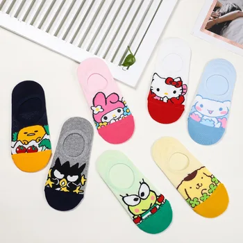 Sanrio Носок Аниме Kuromi Cinnamorol Crew Носки Симпатичные Взрослые Трендовые Носки С Защитой От Запаха, Невидимые Для Девочек С Мелким Ртом, Универсальный Носок