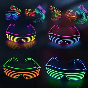 Светящиеся очки со светодиодным неоновым рождественским свечением Солнцезащитные очки с мигающим светом Стекло для вечеринок Реквизит Костюмы Новые