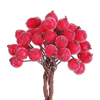 40шт Рождество пены мини искусственные ягоды яркие красные ягоды Холли ложные ягоды замороженные фрукты декор стола украшение домочадца