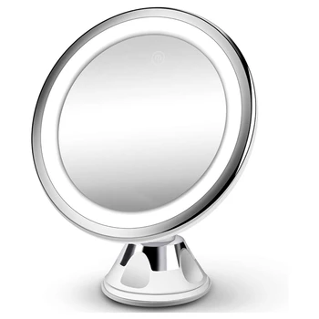 Увеличительное зеркало для макияжа с подсветкой в 10 раз - Обновленное косметическое зеркало с 3 цветами и 28 светодиодными лампочками, HD-контроль нажатия