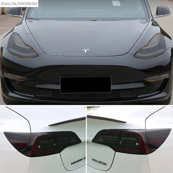 Для Tesla Model 3 Y 2017-2023 TPU Затемненная Модификация Защитной Пленки Заднего Фонаря Противотуманных Фар Модификация Пленки Для Изменения Черного цвета