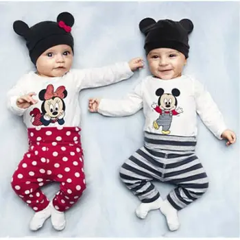 PUDCOCO 3ШТ Одежда для новорожденных мальчиков и девочек, комбинезон, комбинезон + брюки + шляпа, комплект одежды 0-24 м