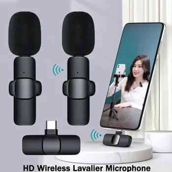 Новый беспроводной петличный микрофон высокой четкости, портативный мини-микрофон для записи аудио и видео для iPhone Android, микрофон для игровых телефонов в прямом эфире