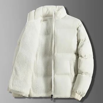2023 Мужские куртки с флисовой подкладкой, пуховик, утепленная хлопковая стеганая куртка, осень-зима, повседневные пальто со стоячим воротником
