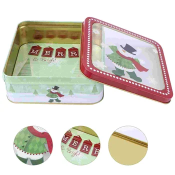 Рождественская Жестяная коробка для конфет 1шт Квадратная Подарочная упаковка Коробка Для хранения конфет