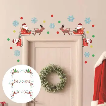 Рождественская Наклейка на стену, Украшения для дверных углов, Рождественская Наклейка на дверную раму Санта-Клауса, Праздничная ПВХ Съемная Настенная Художественная наклейка для комнаты