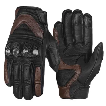 Мотоциклетные перчатки из углеродного волокна, кожаные перчатки в виде ракушки, дышащие Ретро-рыцарские перчатки, Износостойкие защитные перчатки для мото-ладони, противоскользящие