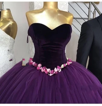 Элегантное фиолетовое бальное платье 2018, платья для матери невесты с цветами ручной работы, с открытыми плечами, без рукавов