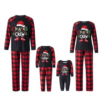 Новый Рождественский Семейный пижамный комплект с длинными рукавами и принтом Оленя Для взрослых и детей, подходящая одежда для семьи, Рождественская семейная одежда