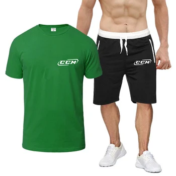 CCM 2023 летняя новая мужская восьмицветная футболка с короткими рукавами из двух частей + шорты, мужской спортивный костюм для отдыха