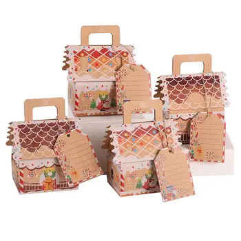 20 штук рождественских пакетов из крафт-бумаги, сумка для печенья, праздничная сумка для фестиваля, Рождественская вечеринка, свадьба, праздничный кекс