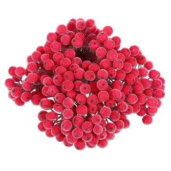 320 искусственных матовых красных ягод остролиста, мини-рождественский фруктово-ягодный цветок для украшения рождественской елки, изготовление гирлянд.