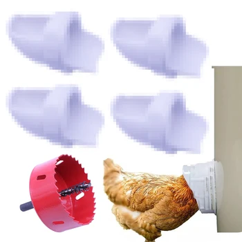 Кормушка для домашней птицы Pro, самодельная пластиковая кормушка для цыплят с самотеком, с 4 портами и дыроколом, Непромокаемая кормушка для цыплят, инструмент для питья воды