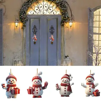 Знак приветствия на крыльце в виде снеговика, Акриловая подвеска с двусторонней печатью, украшения входной двери для наружного крыльца, внутренних домов, дворов
