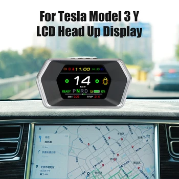 Головной дисплей для автомобиля Tesla Model 3 Y Smart HUD Датчик Спидометра Световая подсказка Аварийная сигнализация Время в пути T17 Автоаксессуары