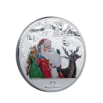 Новая монета Санта-Клауса с пожеланиями Счастливого Рождества, Памятная монета, Медаль, Посеребренная коллекция сувениров, Подарочная художественная монета