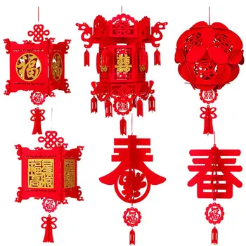 Китайский новогодний Красный фонарь, символ ФУ, сделай САМ, Водонепроницаемый Красный фонарь, Подвесные украшения для декора весеннего фестиваля Лунного Нового года.