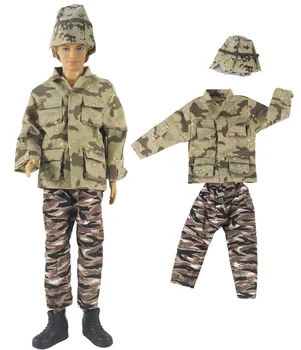 1 комплект одежды для куклы, Одежда Кена, Камуфляжный костюм ручной работы со шляпой, одежда для куклы-бойфренда Кена, Аксессуары для куклы Кена