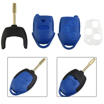 Чехол для автомобильного брелока с 3 кнопками синего цвета для Ford For Transit Connect Mk7 06-14 Защитный чехол для ключей в современном стиле
