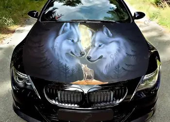 Цветная виниловая наклейка на капот автомобиля с изображением животного-волка, Наклейка на капот грузовика, Графические наклейки для украшения автомобиля на заказ