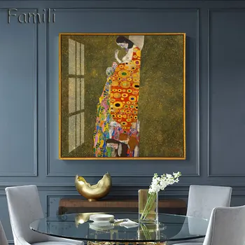 Абстрактное искусство Куадрос Густав Климт Хоуп, картина маслом на холсте, Настенные принты для домашнего декора гостиной