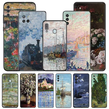Силиконовые чехлы для телефонов Claude Monet oil Art Черного цвета для Samsung Galaxy A54 5G A04 A03 A34 A01 A02 A50 A70 A40 A30 A20 S A10 E Cover