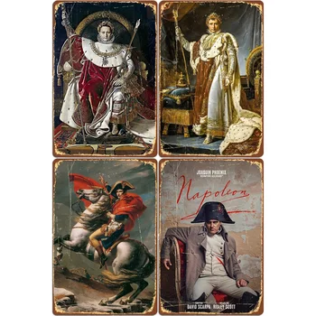 Наполеон, пересекающий Альпы, художественные плакаты, отпечатанные на металлических жестяных табличках, таблички для домашнего декора стен в комнате, эстетика ретро-гостиной