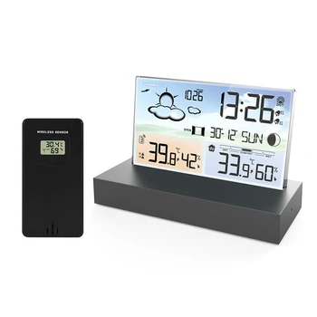 Беспроводные цифровые экранные метеорологические часы с датчиком температуры и влажности, подходящие для использования в помещении и на улице