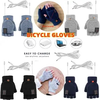 Зимние перчатки с подогревом Велосипедные Перчатки с электрическим подогревом USB Лыжные Перчатки с регулируемой температурой Мотоциклетные Велосипедные Перчатки Женские Мужские