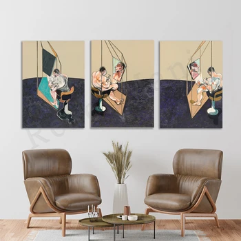 Плакат Фрэнсиса Бэкона С тремя Люцианами Фрейдами Абстрактная картина на холсте Настенная картина для гостиной Домашний декор